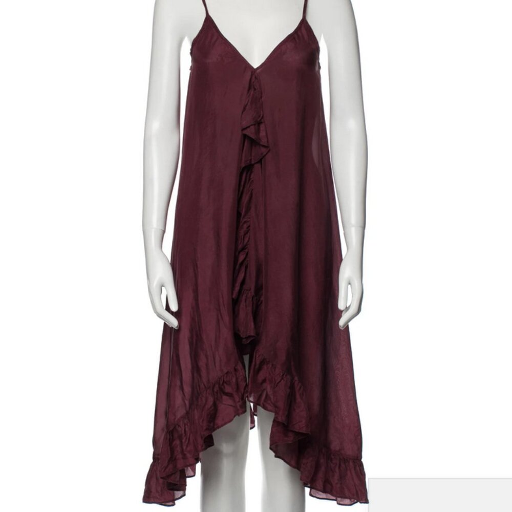 Mes Demoiselle 100% Silk Midi Slip EU 36 - Burgundy/Wine